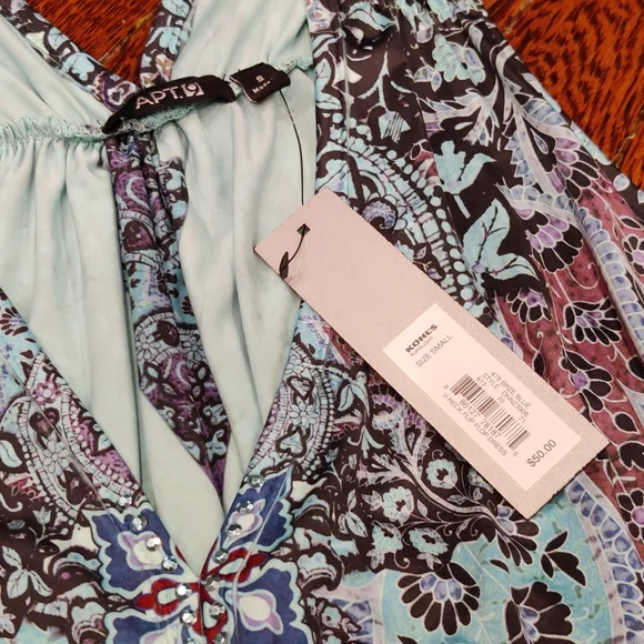 NWT Apt 9 V-Neck Flip Flop Dress Size S - Blue - Picture 2 of 6